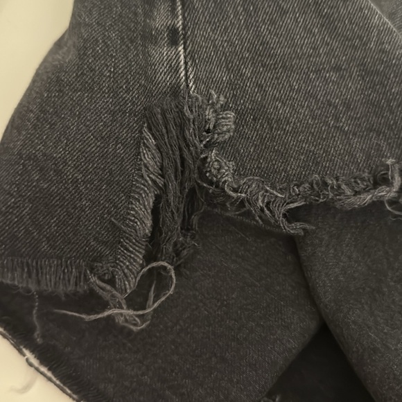AGOLDE Parker Jean Cut Off Shorts Trance Black Denim Distressed High Rise 33 - Picture 6 of 14